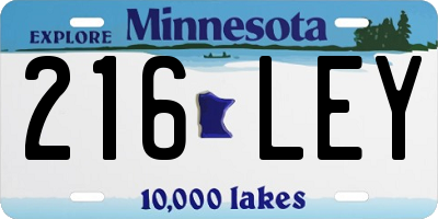 MN license plate 216LEY