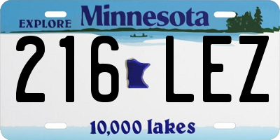 MN license plate 216LEZ