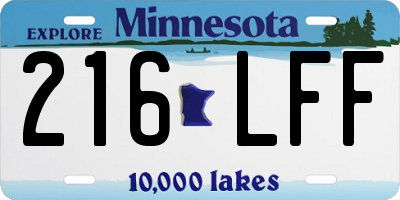 MN license plate 216LFF