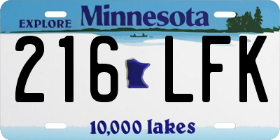 MN license plate 216LFK