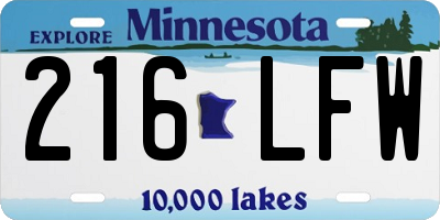 MN license plate 216LFW