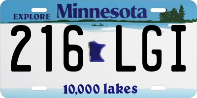 MN license plate 216LGI