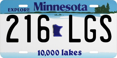 MN license plate 216LGS