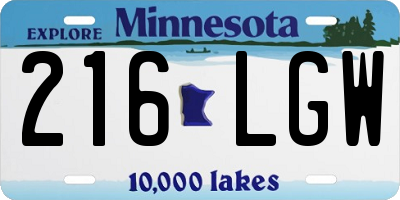 MN license plate 216LGW