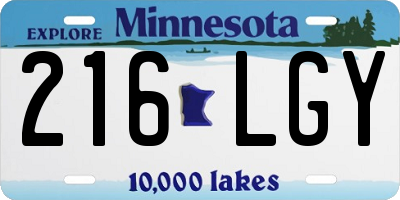 MN license plate 216LGY