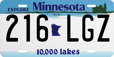 MN license plate 216LGZ