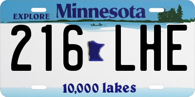 MN license plate 216LHE