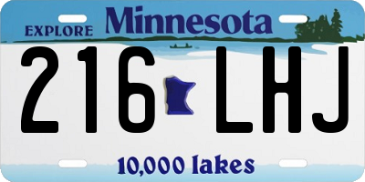 MN license plate 216LHJ