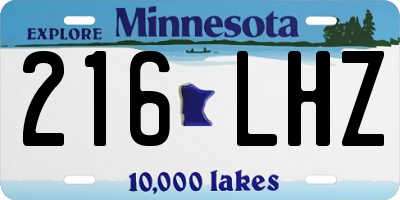 MN license plate 216LHZ