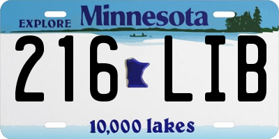 MN license plate 216LIB