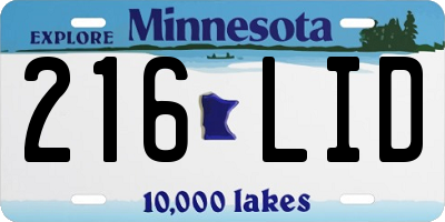 MN license plate 216LID
