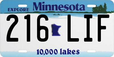 MN license plate 216LIF
