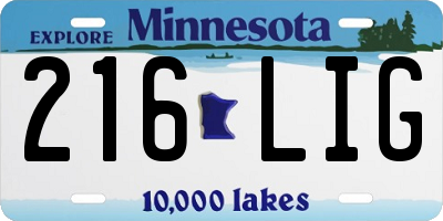 MN license plate 216LIG