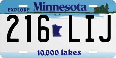 MN license plate 216LIJ