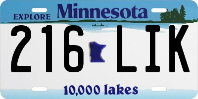 MN license plate 216LIK