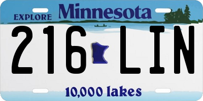 MN license plate 216LIN