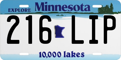 MN license plate 216LIP