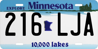MN license plate 216LJA