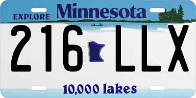 MN license plate 216LLX