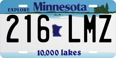 MN license plate 216LMZ