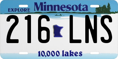 MN license plate 216LNS