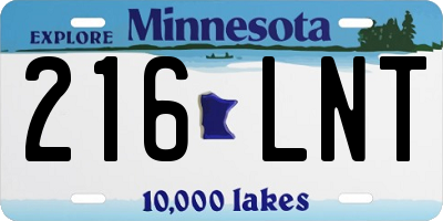 MN license plate 216LNT