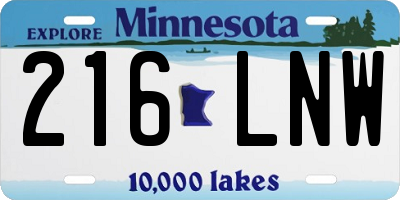 MN license plate 216LNW