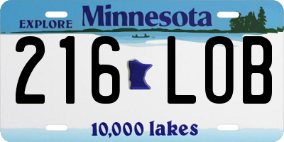MN license plate 216LOB