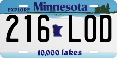 MN license plate 216LOD
