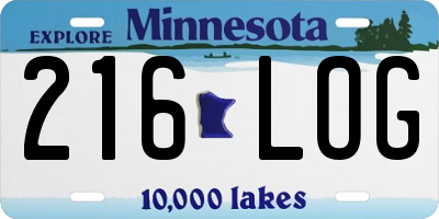 MN license plate 216LOG