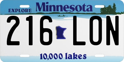 MN license plate 216LON