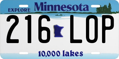 MN license plate 216LOP