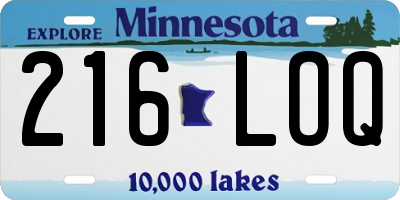 MN license plate 216LOQ