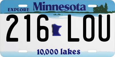 MN license plate 216LOU