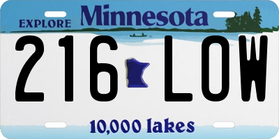 MN license plate 216LOW