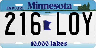 MN license plate 216LOY