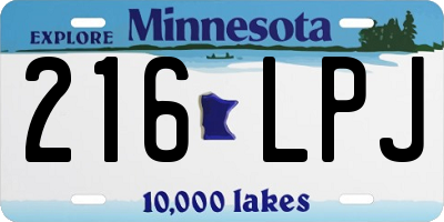 MN license plate 216LPJ