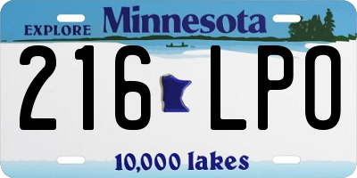 MN license plate 216LPO
