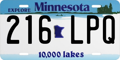 MN license plate 216LPQ