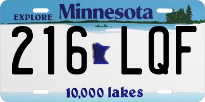 MN license plate 216LQF