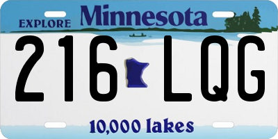 MN license plate 216LQG