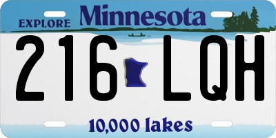 MN license plate 216LQH