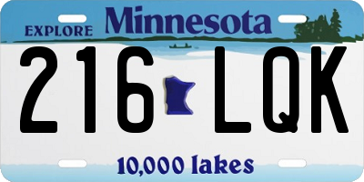 MN license plate 216LQK