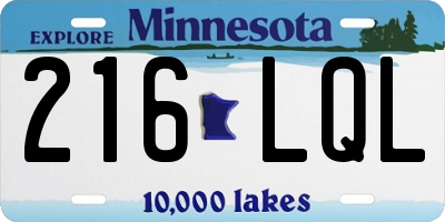 MN license plate 216LQL