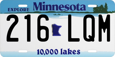 MN license plate 216LQM