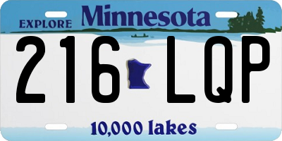 MN license plate 216LQP