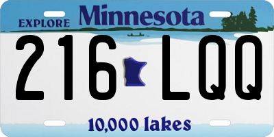 MN license plate 216LQQ