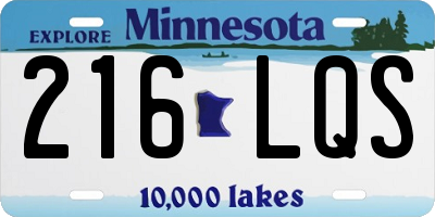 MN license plate 216LQS