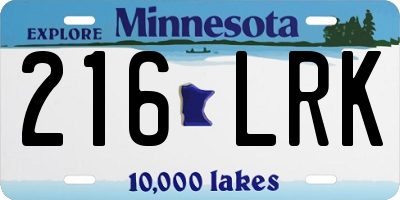 MN license plate 216LRK