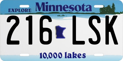 MN license plate 216LSK